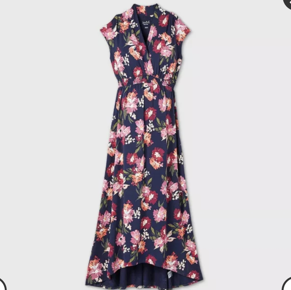 Sleeveles maternity floral long dress